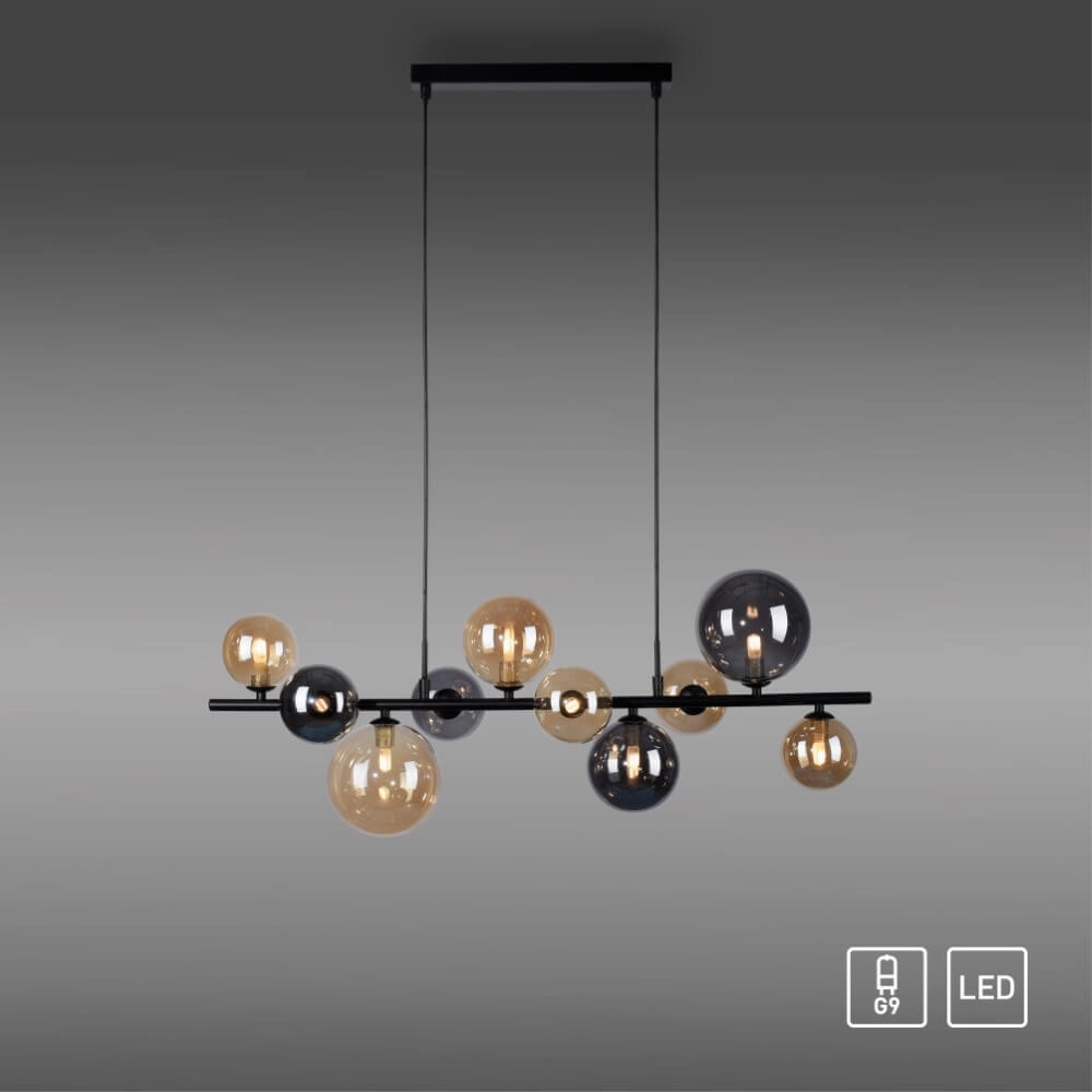 Zwarte hanglamp Popsicle design 10-lichts Paul Neuhaus 4012248375495