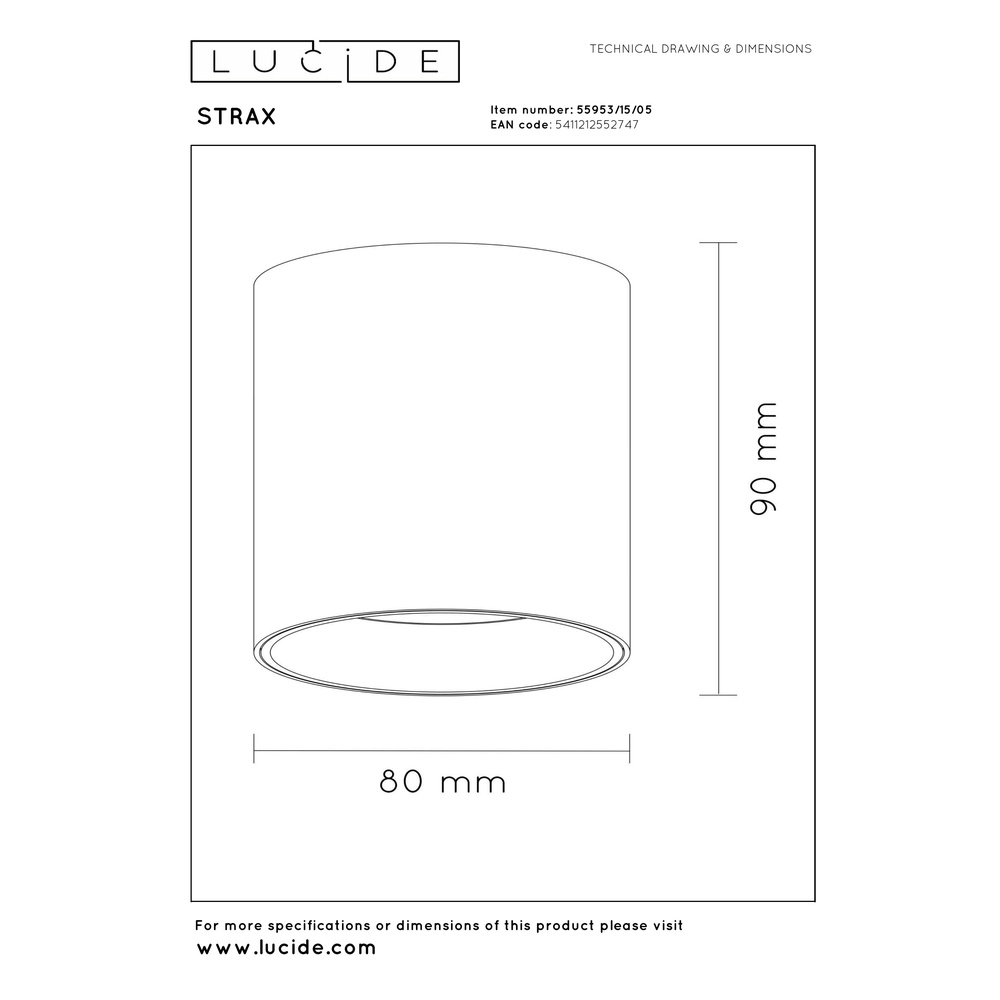 Opbouwspot Straxx champagne Ø 8cm Premium by Lucide 5411212552747