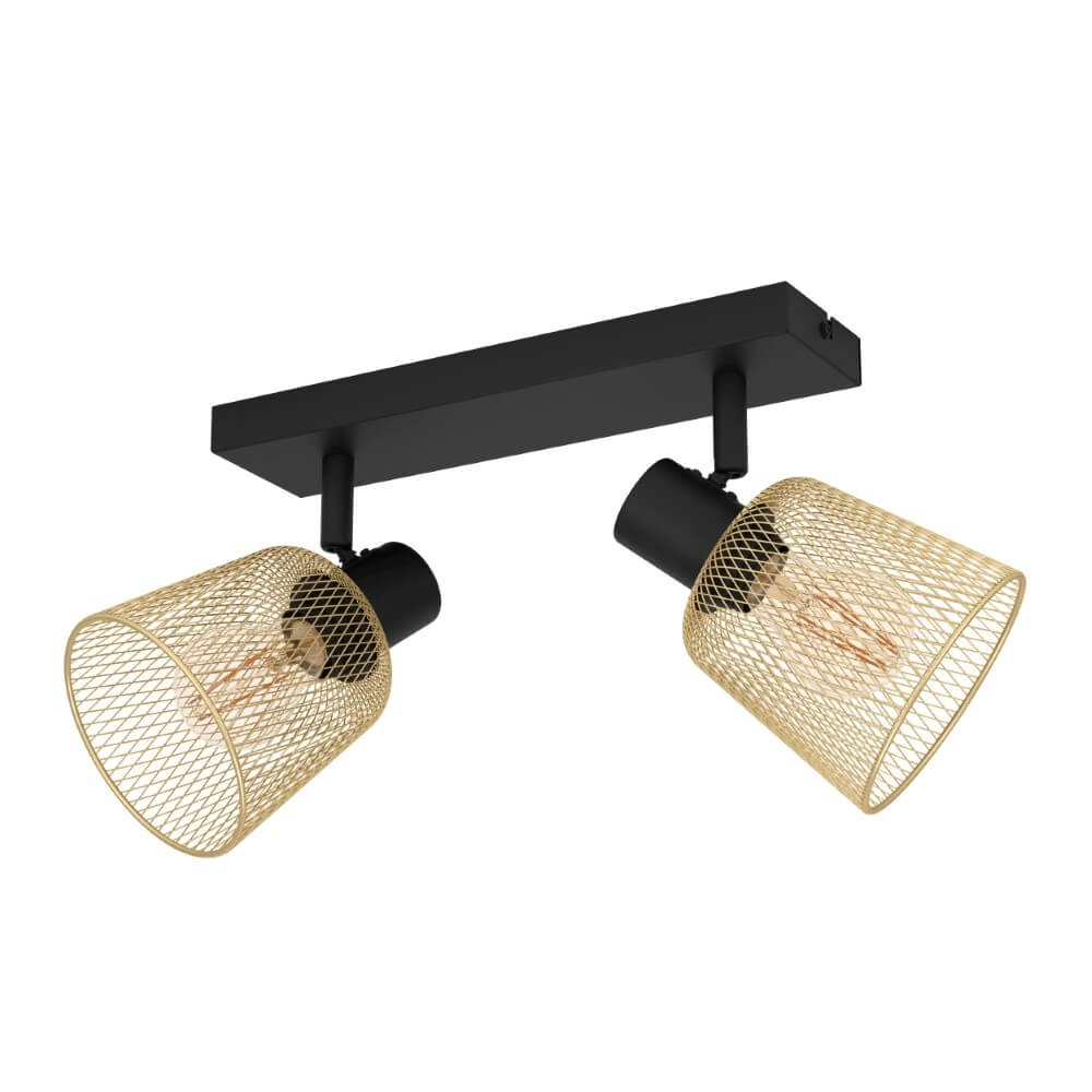 Plafondlamp Coslada 2-lichts - goud met zwart Plafondlamp Coslada 2-lichts - goud met zwart