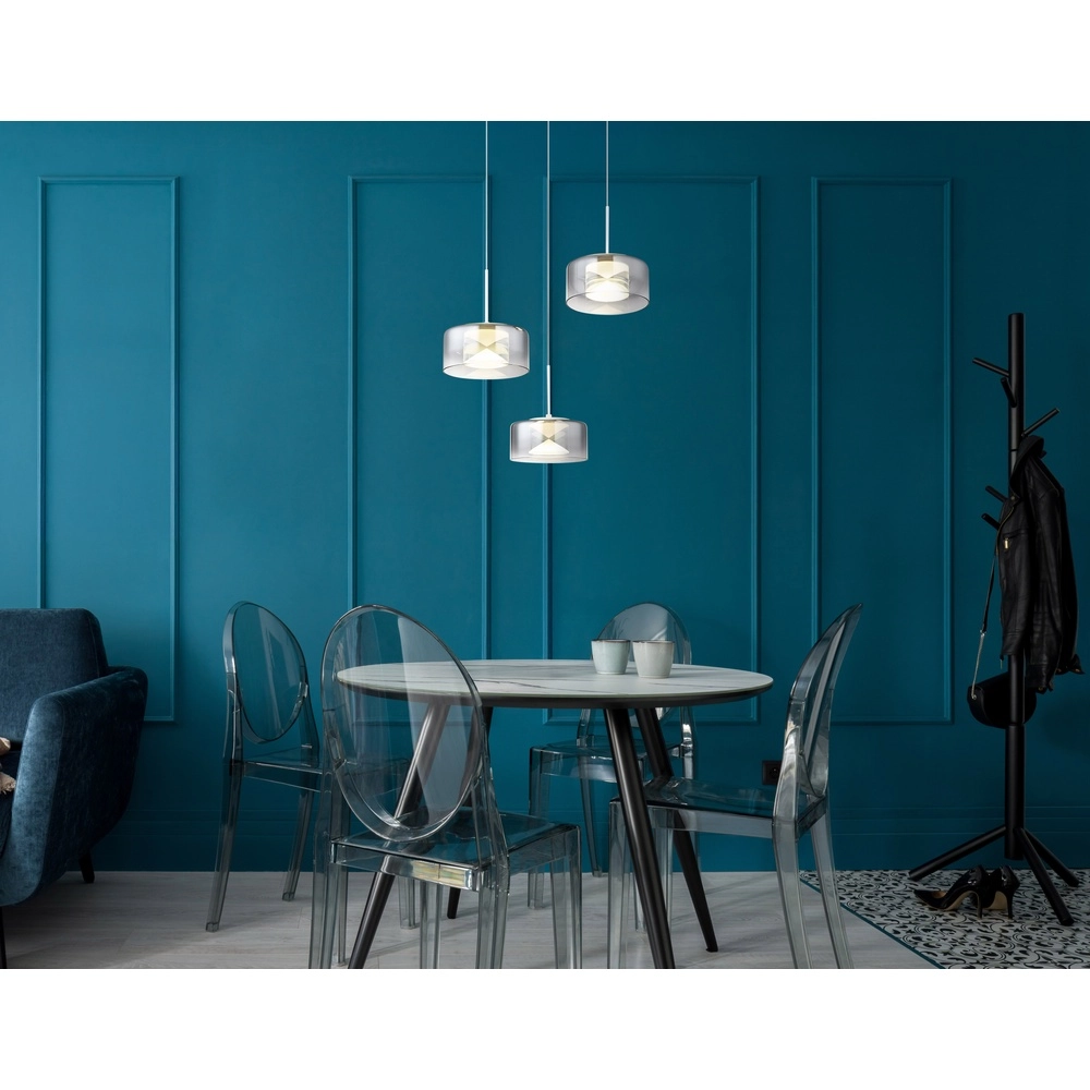 Design hanglamp Belinda 3-lichts wit met smoke glas Globo 9007371578368