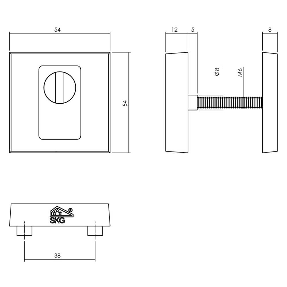 Voordeurset Vurano vierkant kerntrekbeveiliging RVS Intersteel 8714186408353
