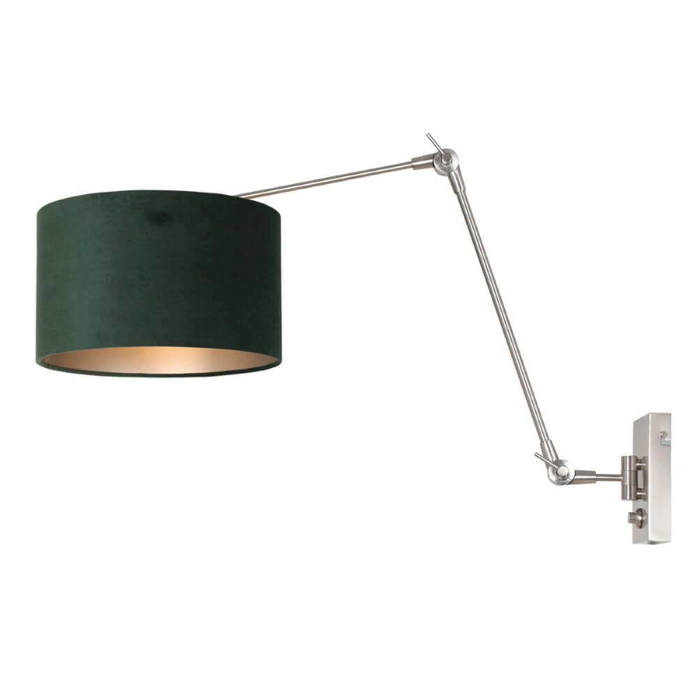 Verstelbare muurlamp Prestige Chic met groen velvet