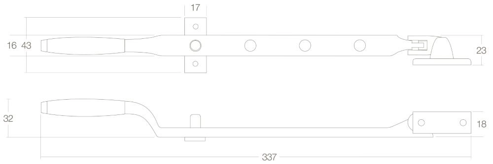 Raamuitzetter Ramo met pen messing ongelakt Intersteel 8714186018255