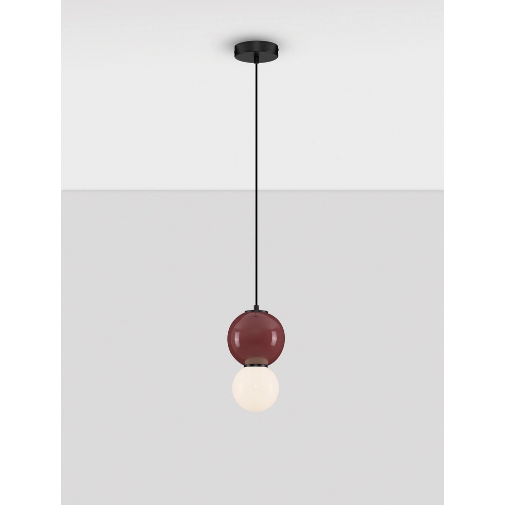 Pendant lamp Noesis Ø 15cm burgundy red with white Lyora 5212017483706