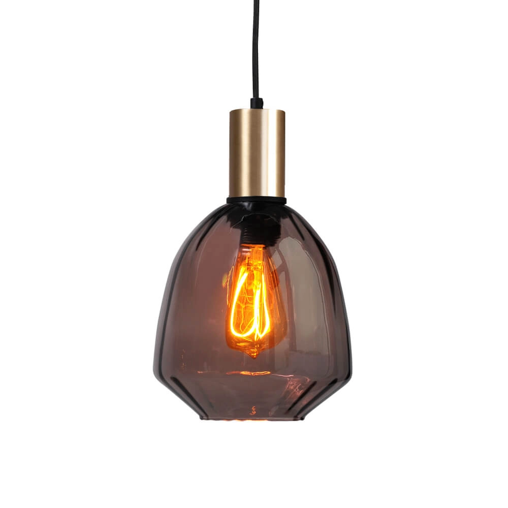 3-lichts hanglamp - goud - Porto met Nicolette red glazen Masterlight 8718121269696