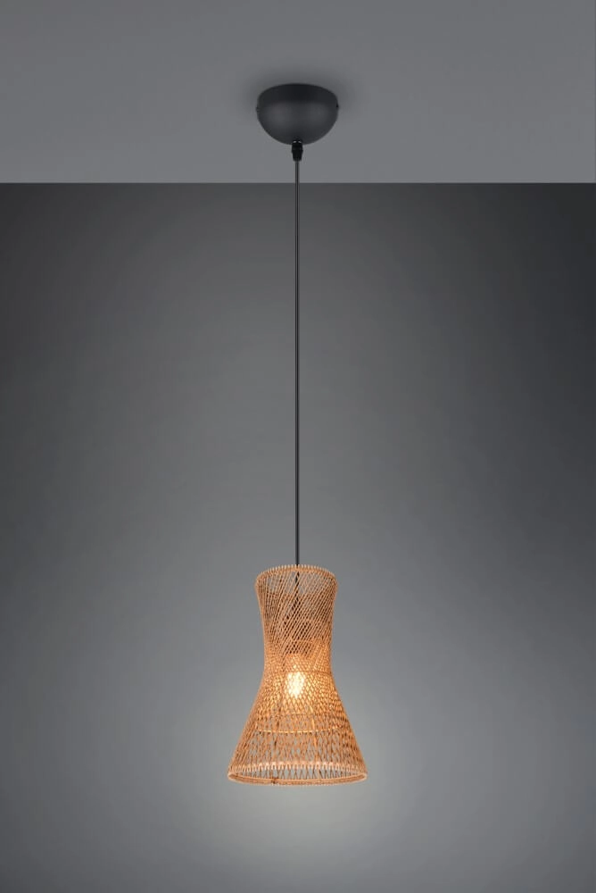 Design hanglamp Bijou zwart met rotan Ø20cm Trio 4017807637304