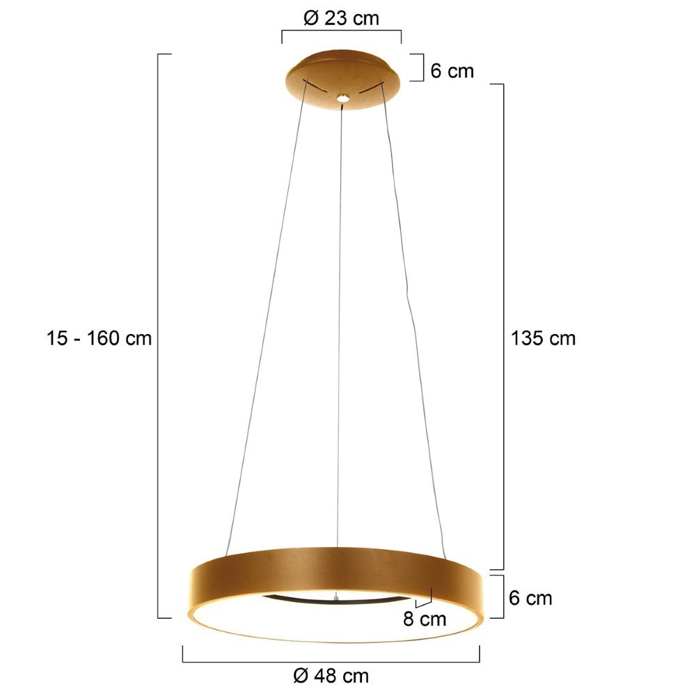 Led hanglamp Ringlede Ø 48cm mat goud Steinhauer 8712746132861