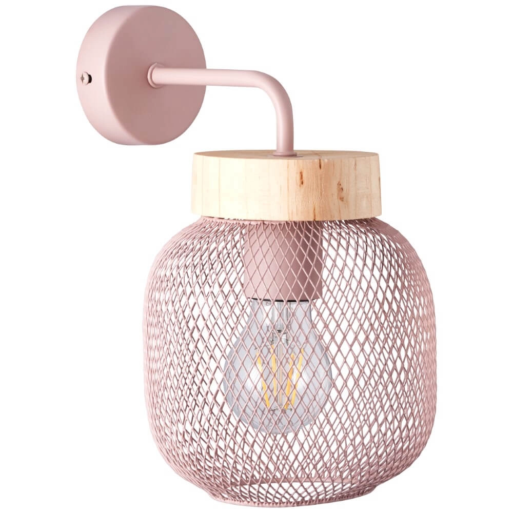Wandlamp Giada roze met hout Brilliant 4004353354144