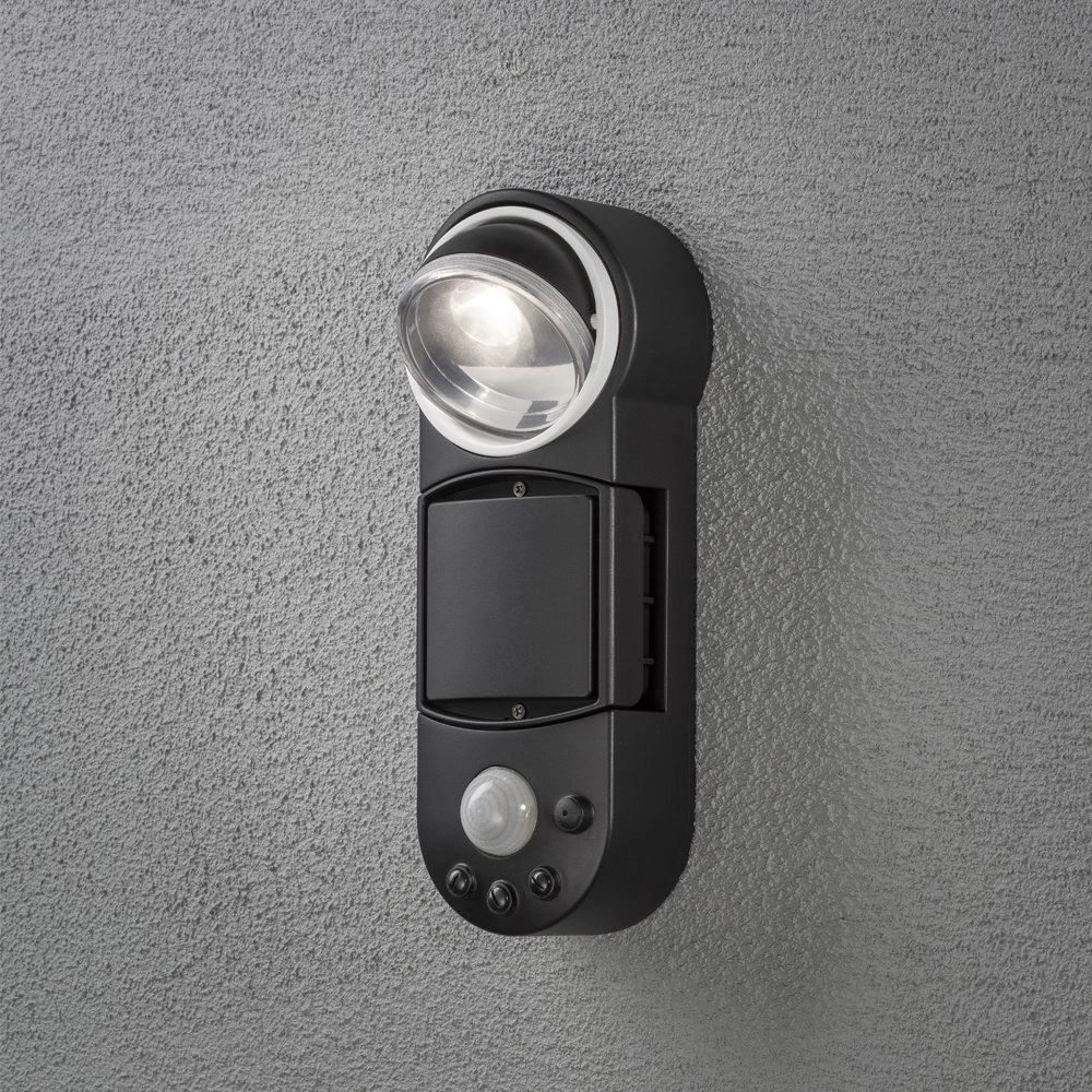 Wandspot Prato 10cm zwart met bewegingssensor KonstSmide 7318307696752