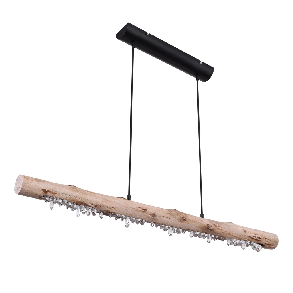 Eettafel hanglamp Felicitas zwart met hout Globo 9007371392889