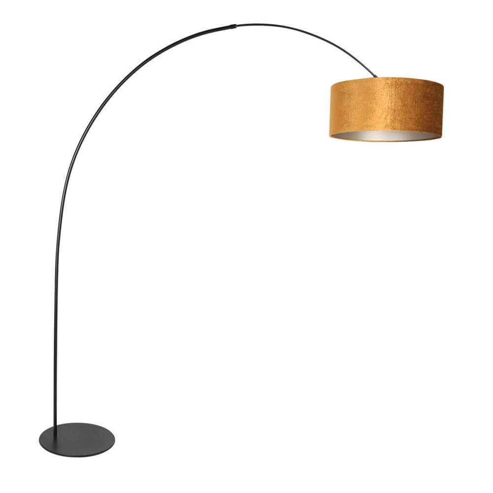 Vloerlamp Curve zwart met gouden kap Ø 50cm