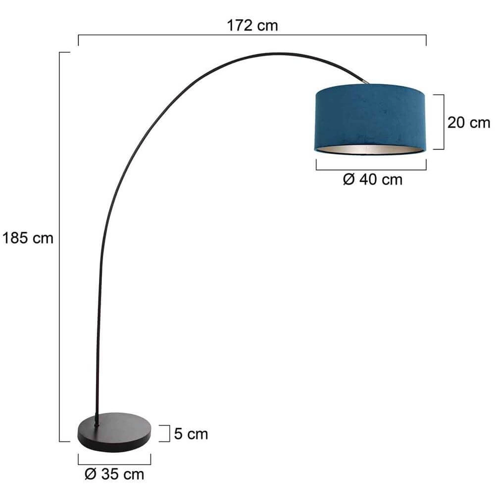 Booglamp Solva zwart met blauwe kap Steinhauer 8712746174748
