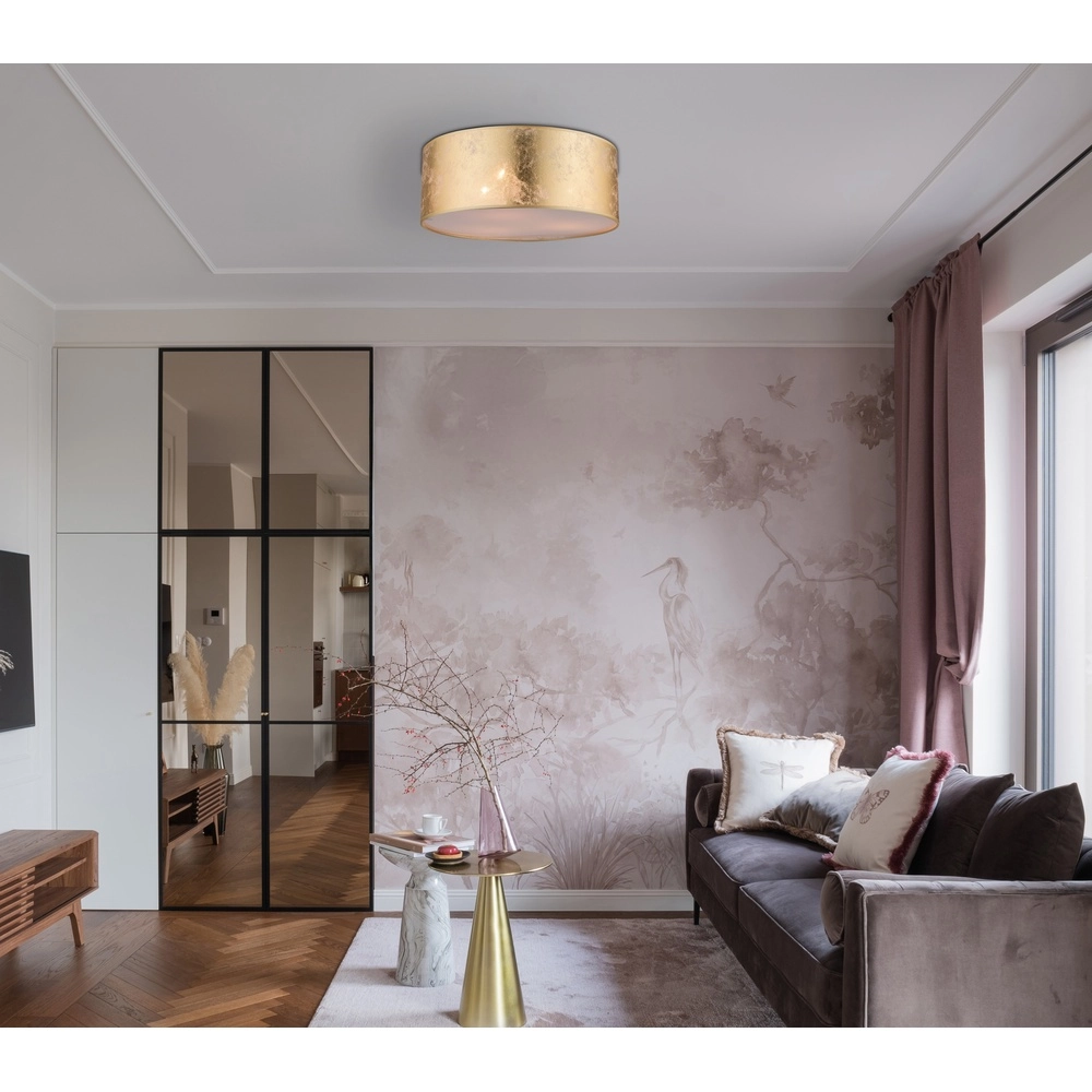 Plafondlamp Amy nikkel met gouden kap Globo 9007371315499