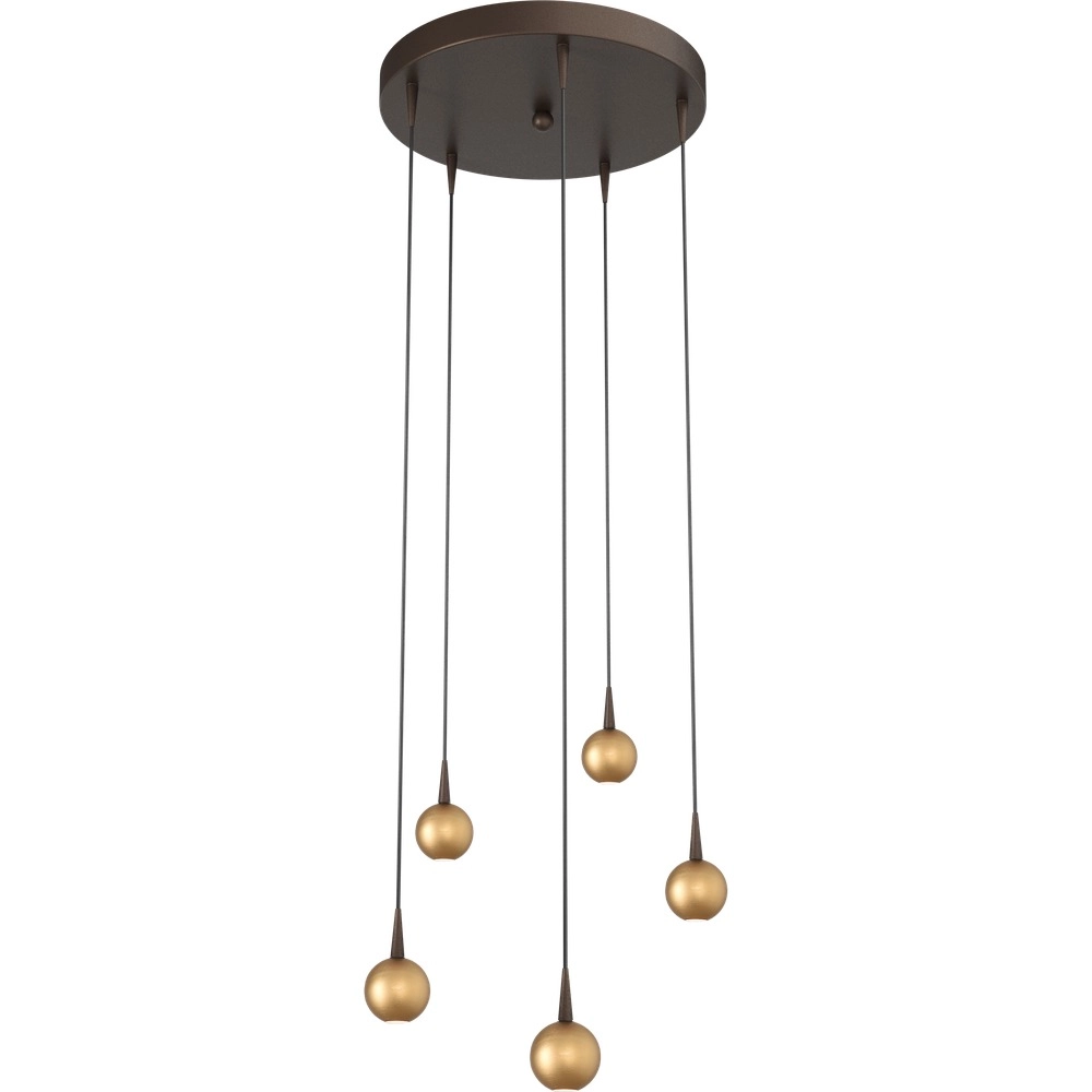 5-lichts hanglamp Talana cacao bruin met goud Ø 35cm DTW