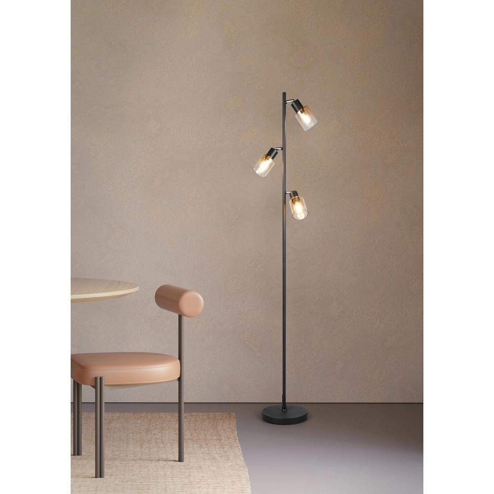 Vloerlamp Cadiz 3-lichts amber glas Trio 4017807653472