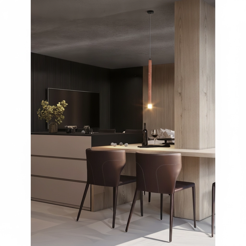 Moderne hanglamp Muse zwart met rood travertin