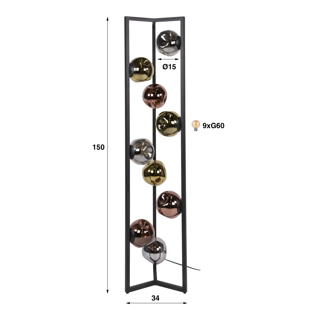 Glazen vloerlamp Stellar 9-lichts Lyora 8716803511590