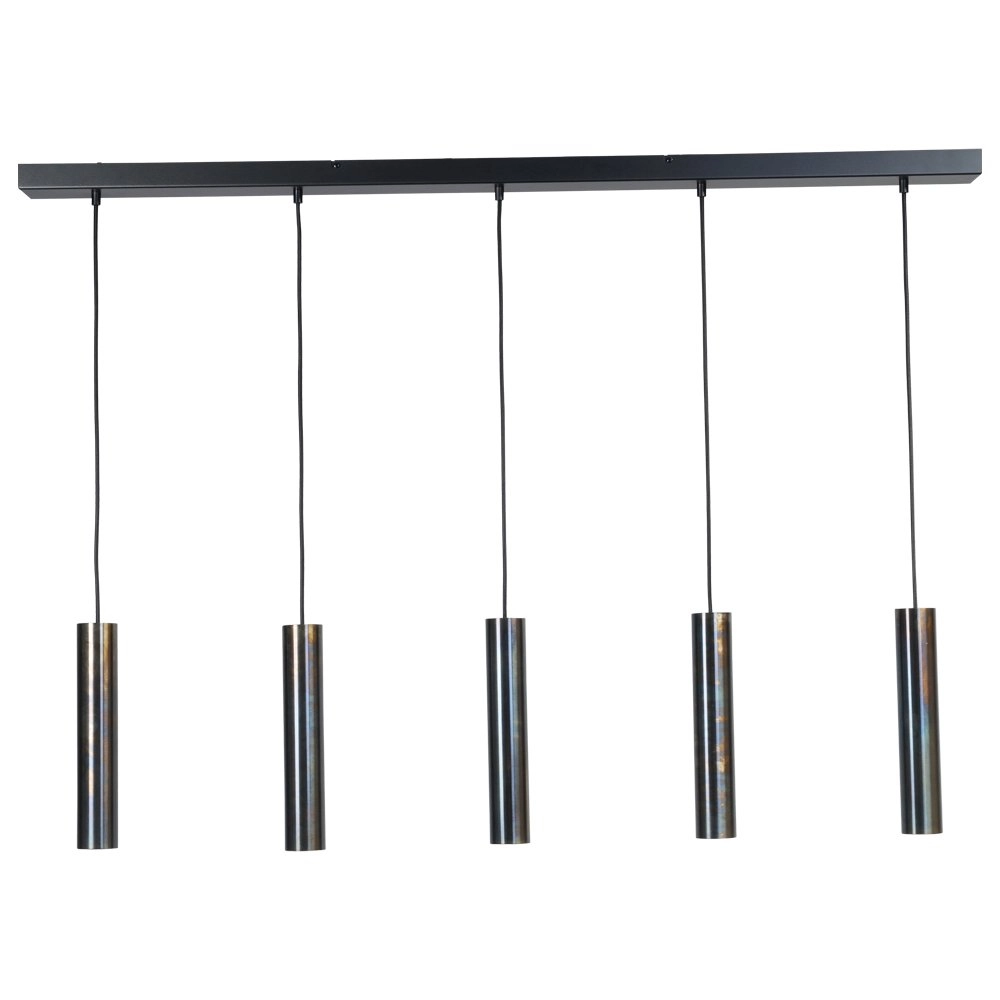 Eettafel hanglamp Run 5-lichts gunmetal cilinders