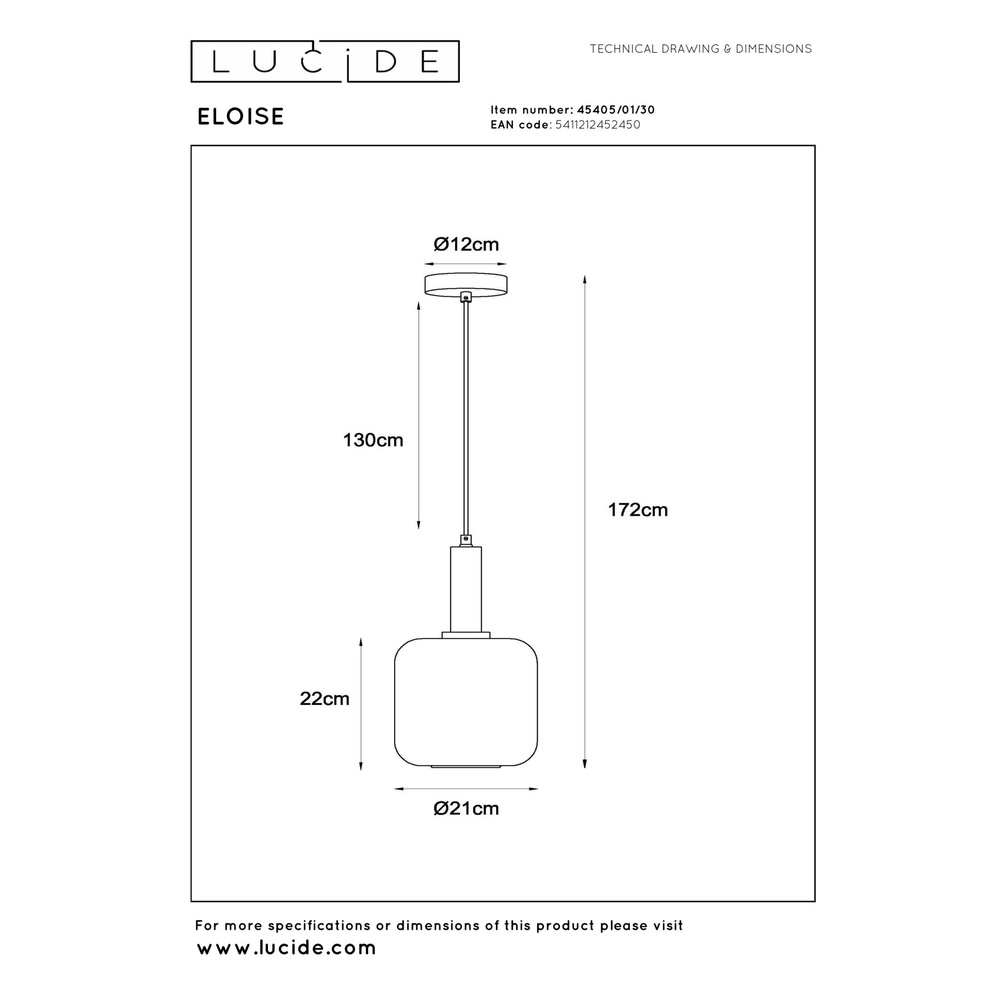 Zwarte hanglamp Eloise 1-lichts Ø 21cm Lucide 5411212452450
