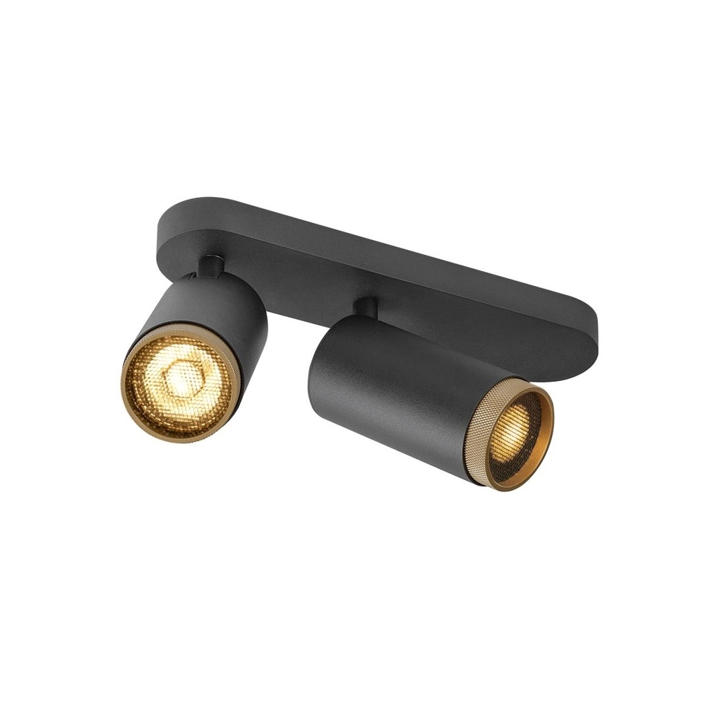 Opbouwspot Grip! L 2-lichts zwart met gouden ring Opbouwspot Grip! L 2-lichts zwart met gouden ring
