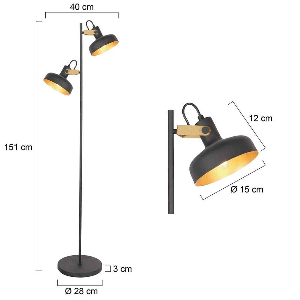Vloerlamp Prato zwart met goud Steinhauer 8712746176407