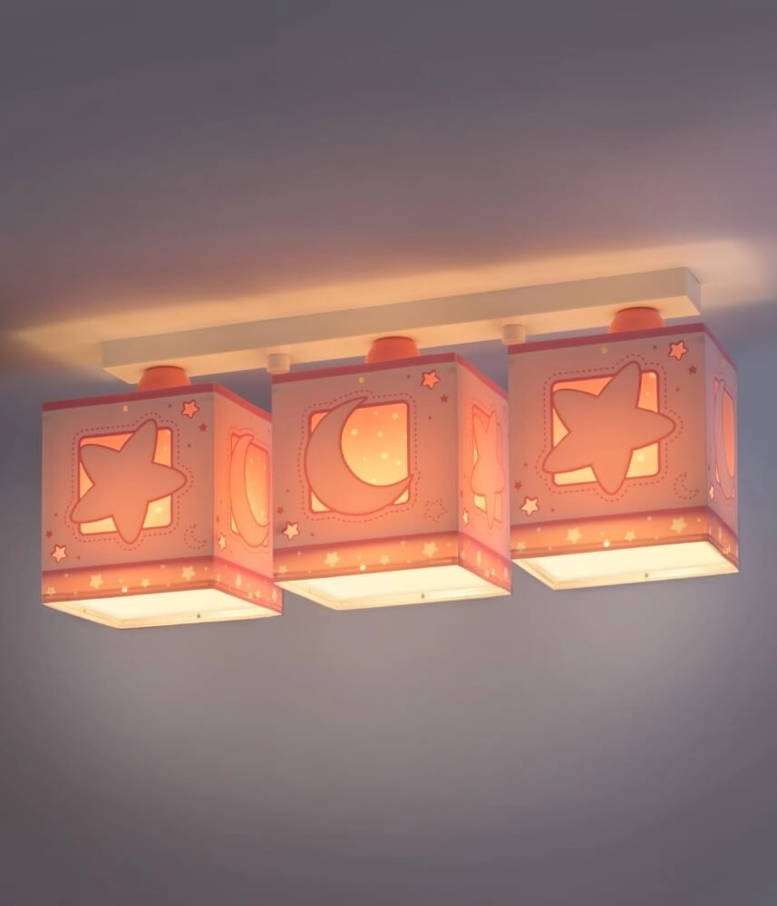 Kinderkamer plafondlamp Moonlight 3-lichst soft roze Dalber 8420406000411