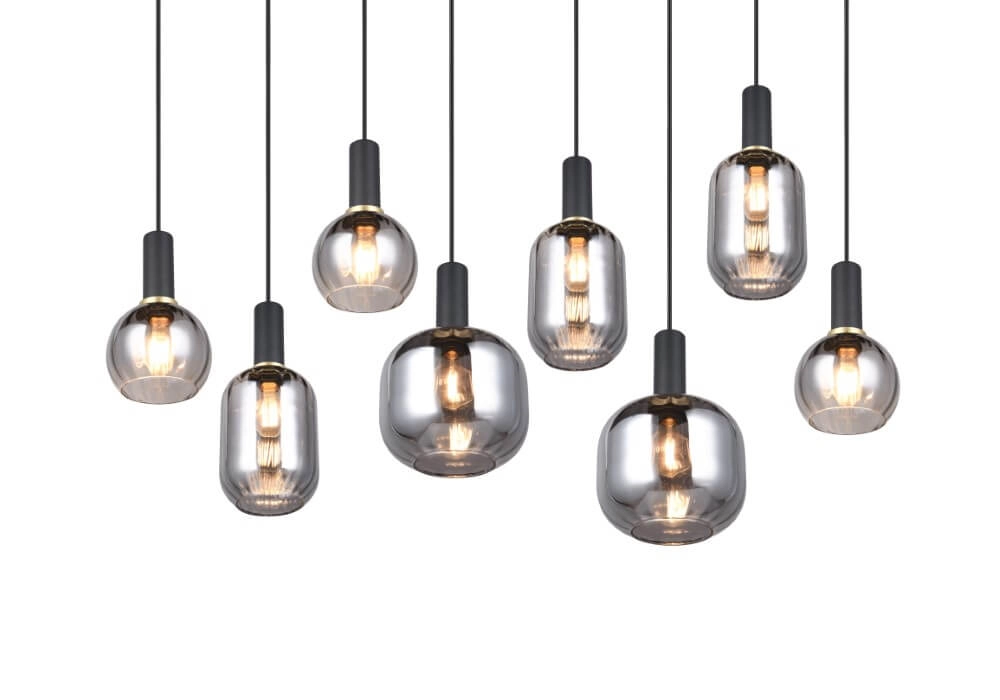 Eetkamer hanglamp Diva 8-lichts - smoke glas Trio 4017807614589