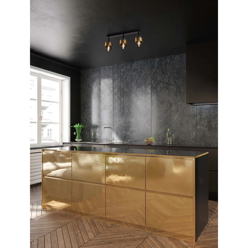Plafondlamp Sianna 3-lichts zwart met goud Lyora 5212017452610