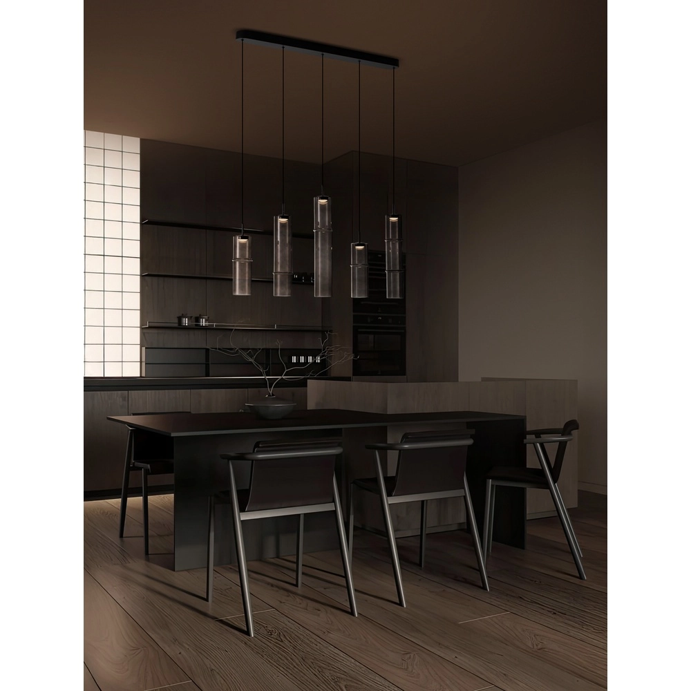Unieke hanglamp Sano recht 5-lichts smoke glas Lyora 5212017474070