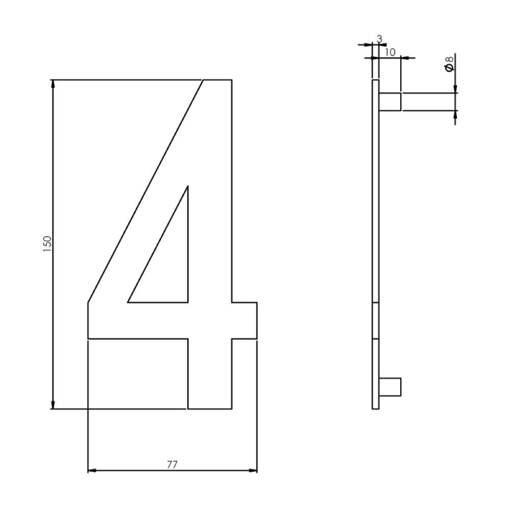 Huisnummer 4 Numbra 15cm RVS Intersteel 8714186058329