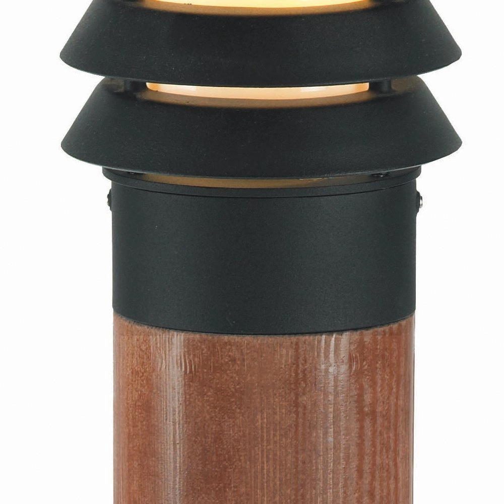 Landelijke terraslamp Selhalm 85cm zwart met hout Franssen 7042891440667