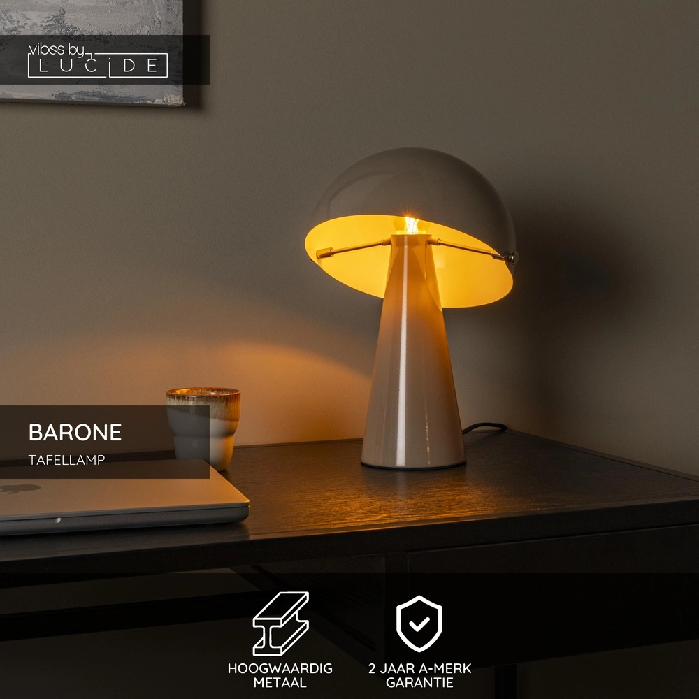 Tafellamp Barone taupe Ø 23cm Lucide Vibes 5411212650085