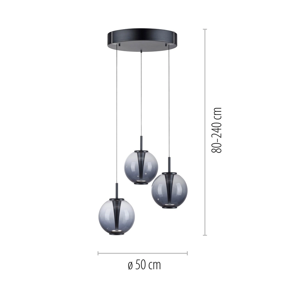 Vide hanglamp Pure E-Infinty mystic grey met smoke glas Paul Neuhaus 4012248398173