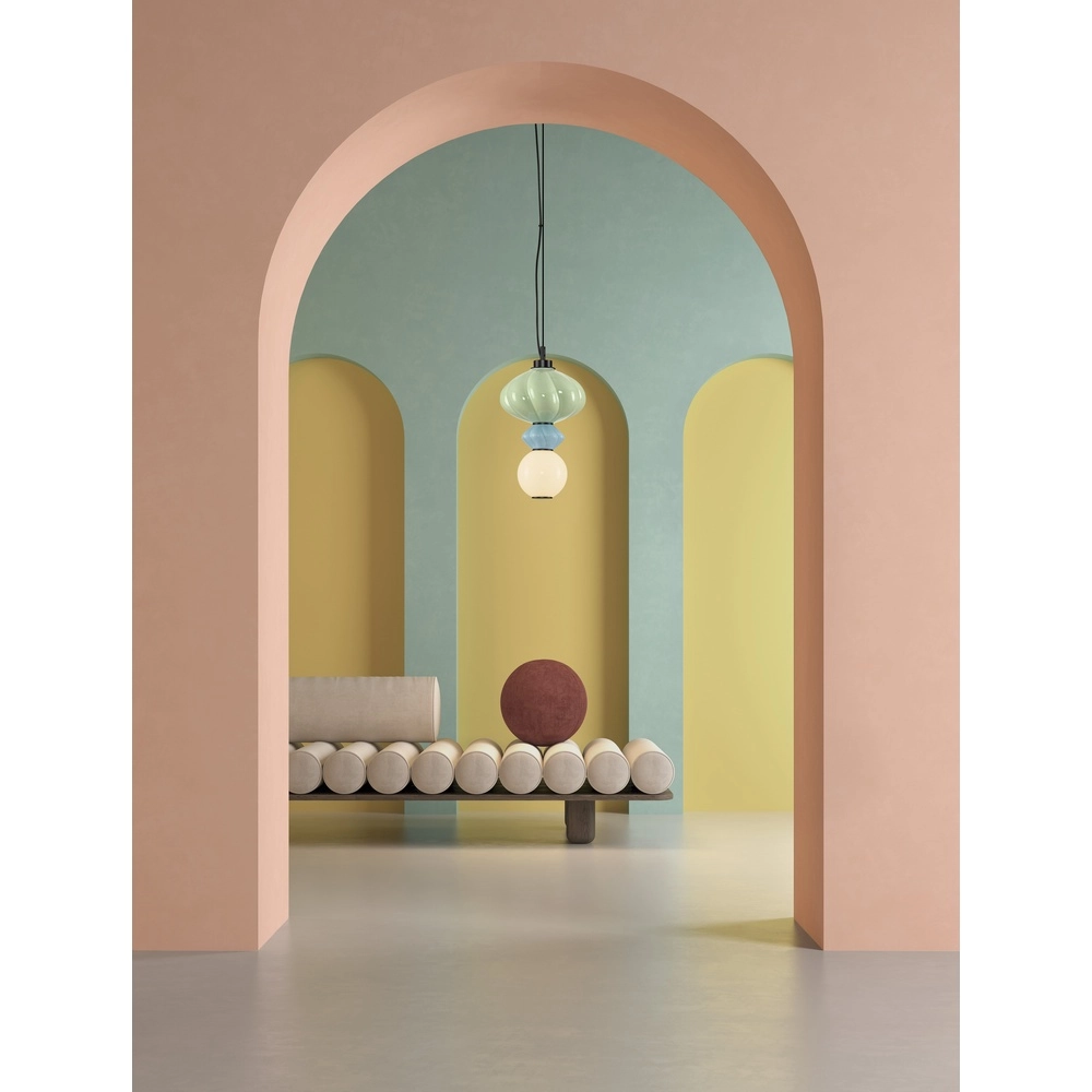 Hanglamp Oneta groen - blauw -wit Lyora 5212017473912