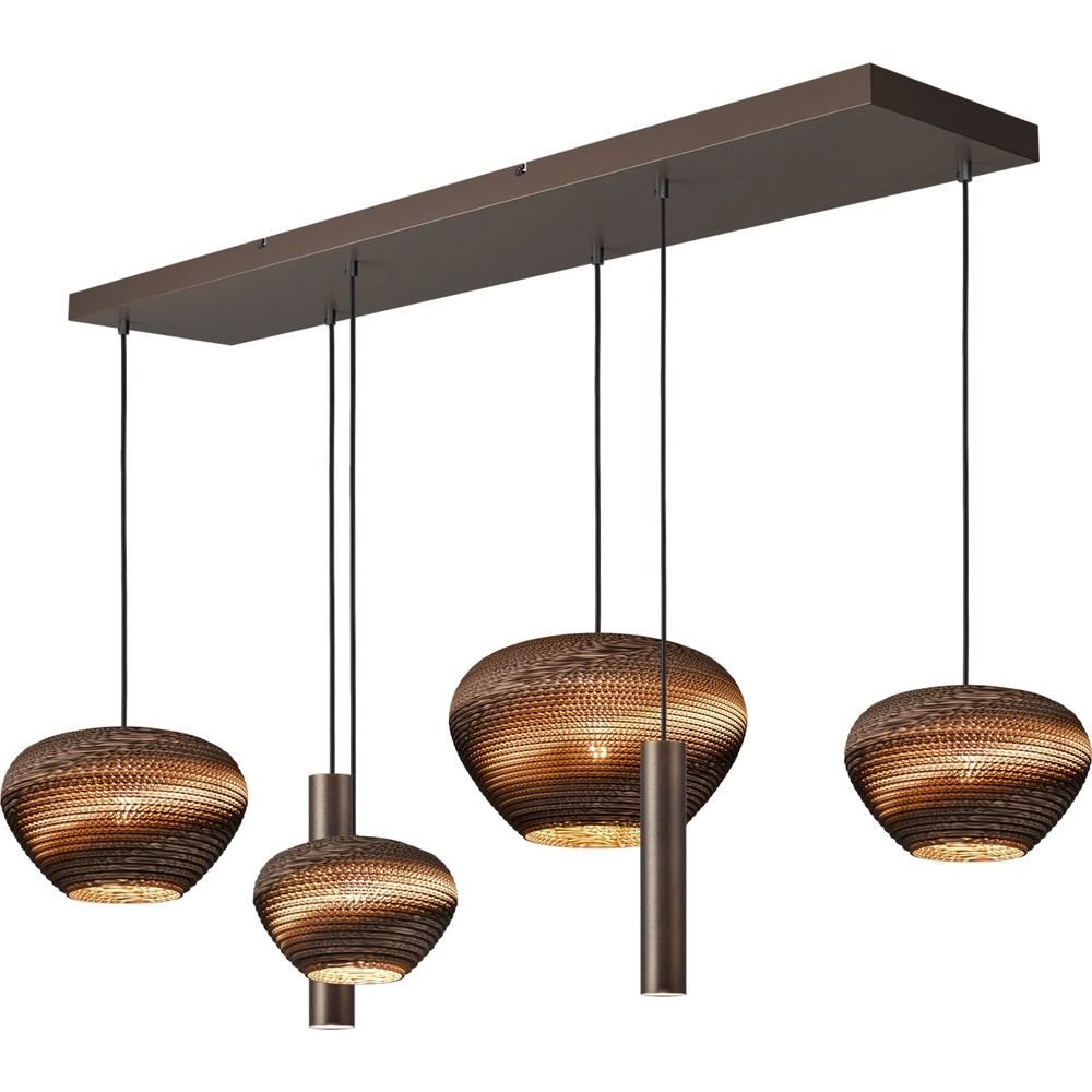 6-lichts hanglamp Cartone met Think Paper kappen