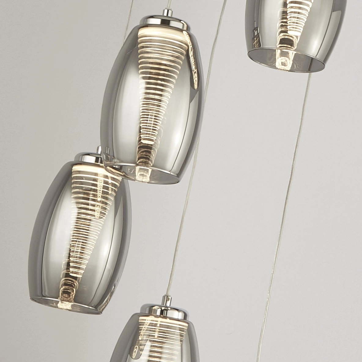 5-lichts vide hanglamp Cyclone chroom met smoke Searchlight 5053423174433