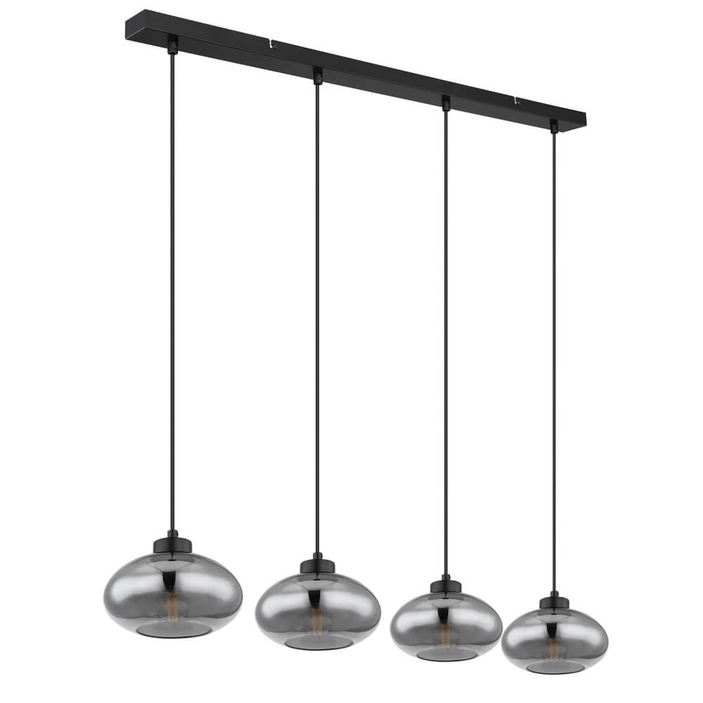 Zwarte hanglamp Shaun 4-lichts recht Globo 9007371442478