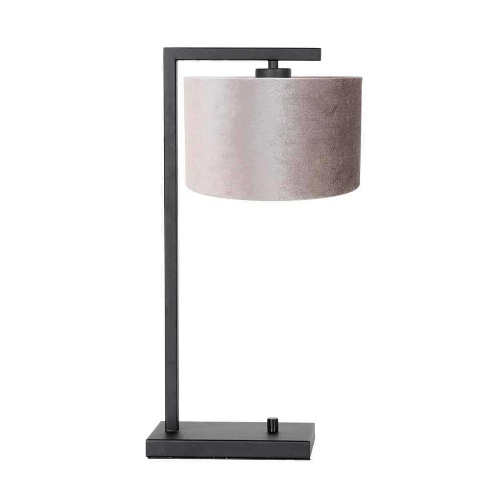Tafellamp Stanger zwart met grijs velvet Tafellamp Stanger zwart met grijs velvet