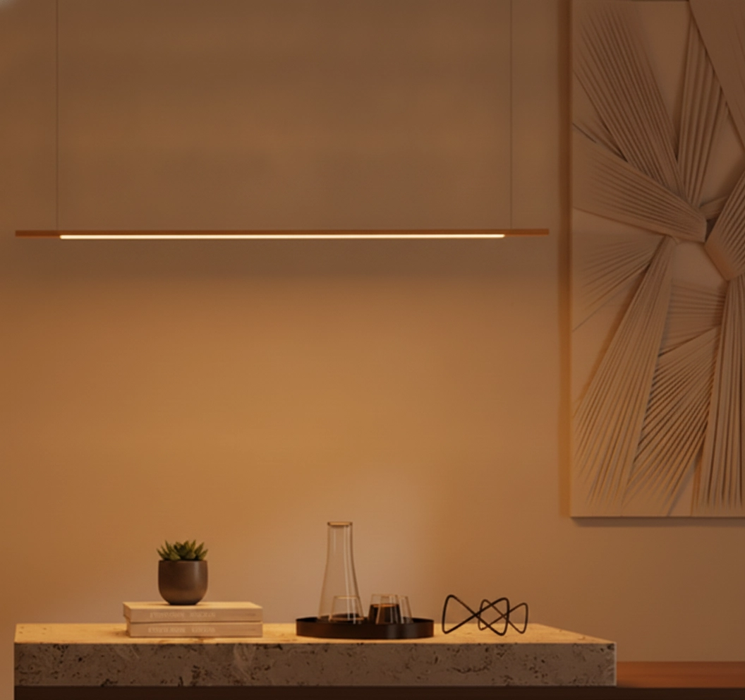 Strakke hanglamp Brillia goud 120cm