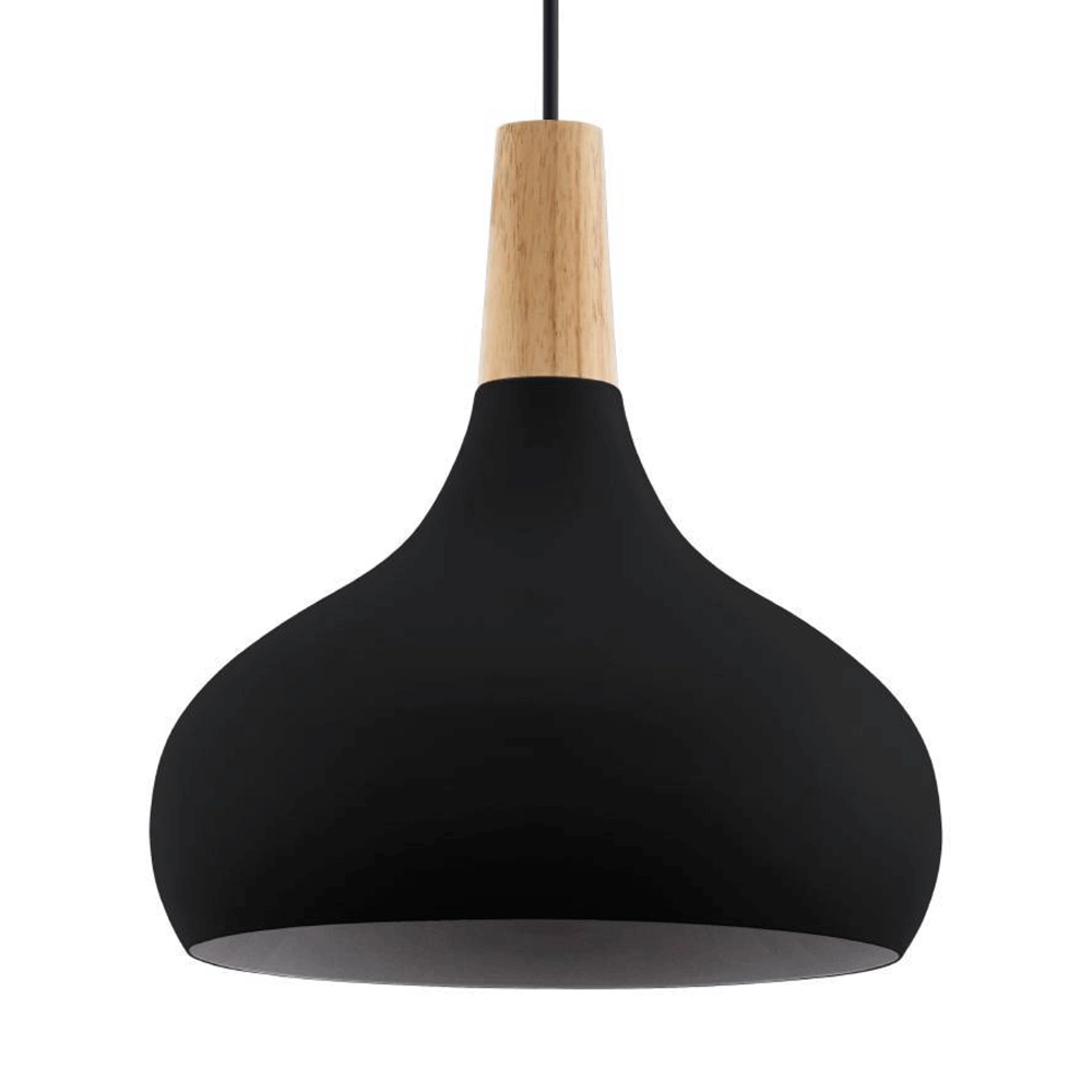 Zwarte hanglamp Sabinar Ø 28cm met hout Zwarte hanglamp Sabinar Ø 28cm met hout
