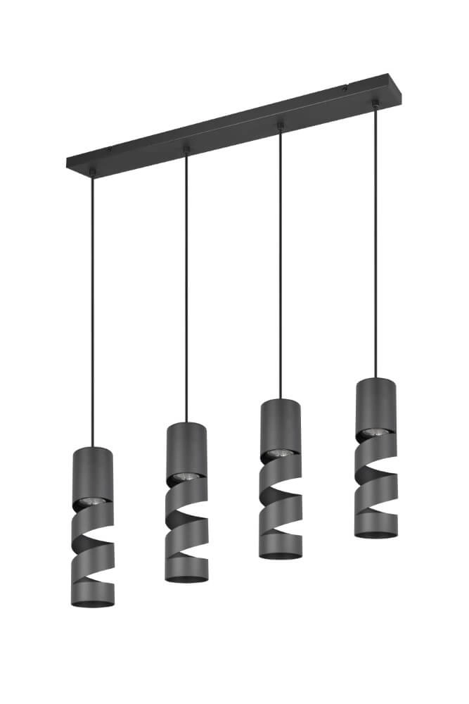 4-lichts koker hanglamp Stream zwart Trio 4017807613995