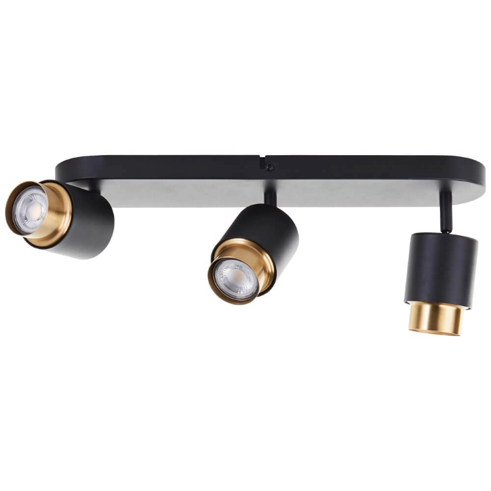 3-lichts opbouwspot Covelo zwart met goud Brilliant 4004353441363