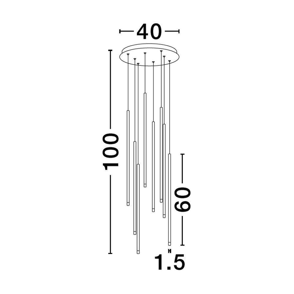 Design hanglamp Elettra 8-lichts zwart Lyora 5212017446077