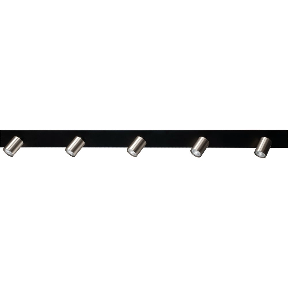 Zwarte plafondlamp Bounce met 5 nikkel spots Zwarte plafondlamp Bounce met 5 nikkel spots
