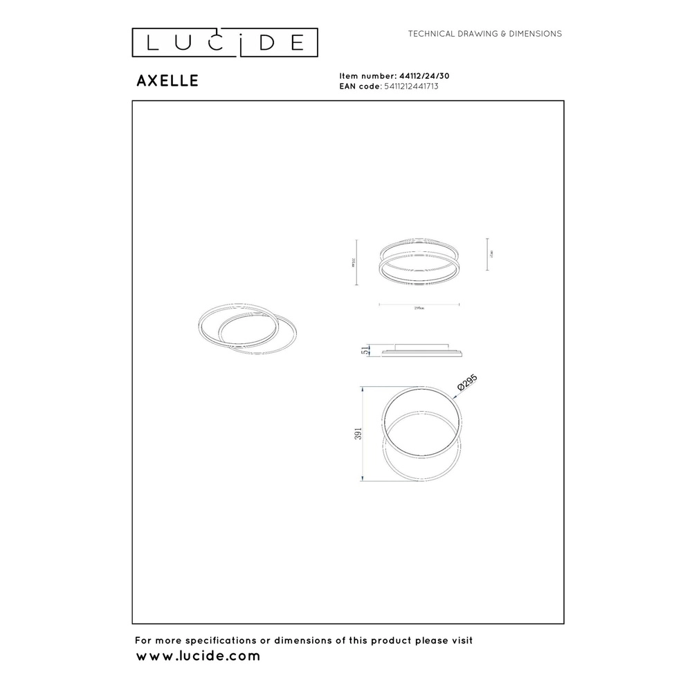 Design plafonniere Axelle zwart 2700K Lucide 5411212441713