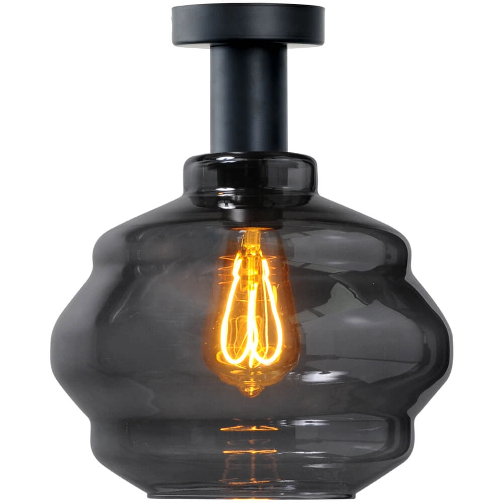 Plafondlamp - Ø 24cm - Porto met Ball smoke glas Ø 24cm Plafondlamp - Ø 24cm - Porto met Ball smoke glas Ø 24cm