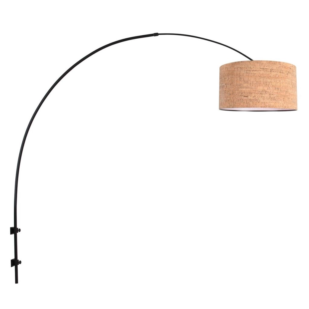 Zwarte wandlamp boog Sparkled Light met kurk kap Ø40cm
