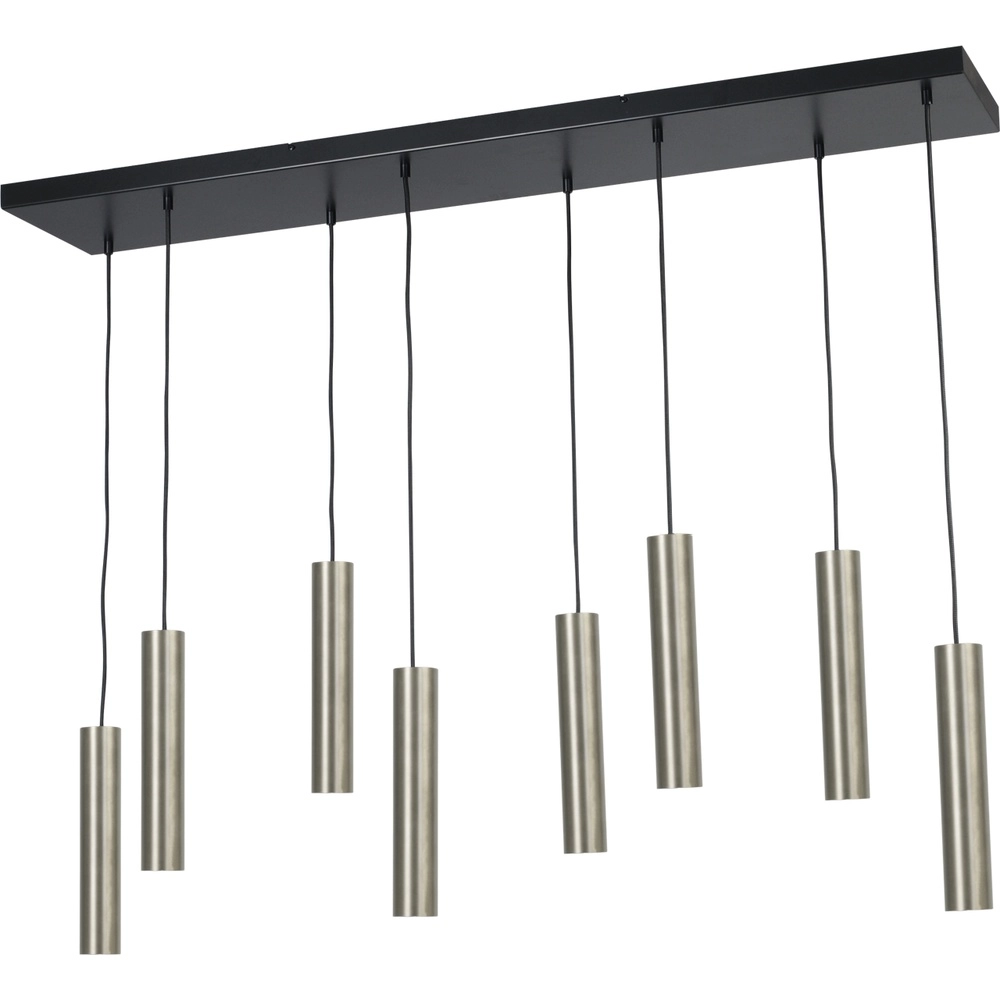 Eetkamer hanglamp Run 8 nikkel matte pendels