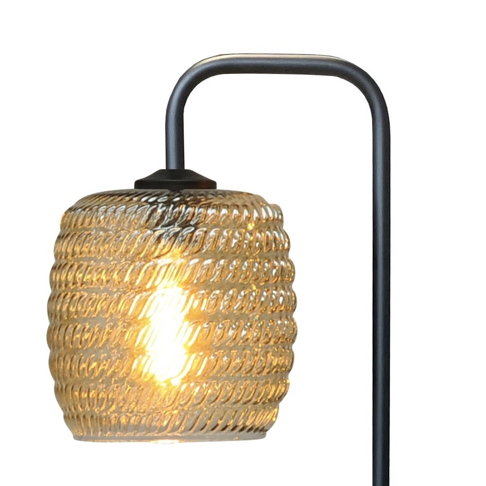 Zwarte tafellamp Quinto met geribd glas Masterlight 8718121250946