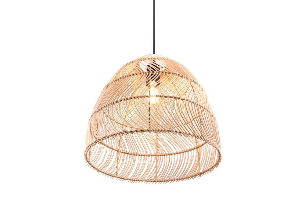 Hanglamp Rike zwart met rotan vlechtwerk Trio 4017807539295
